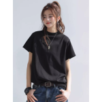 CHANT2nd Women’s Loose Fit Short Sleeve T-Shirt | Summer 2025 Crew Neck Half-Turtleneck Layering Top