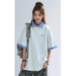 CHANT2nd Women’s Preppy Style Fake Two-Piece Polo T-Shirt | Summer Plaid Patchwork Short Sleeve Top
